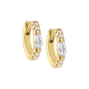 Elegant s925 silver needle huggie earrings with marquise and round cut colorful zircons