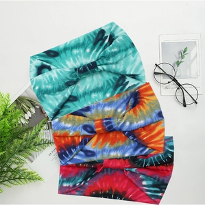 Lot de trois bandeaux noués larges imprimés tie-dye pour yoga et sport pour femmes