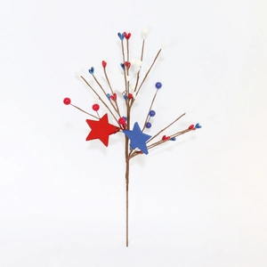 Independence Day Patriotic Floral Pick Red White Blue Foam Berry Wood Star Spray For Home Party Decoration Patriotic