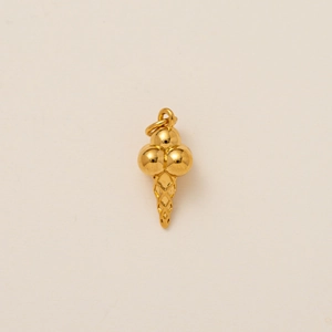18K gold plated stainless steel ice cream cone pendant charm for DIY jewelry making