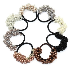 Artificial Pearl Beaded Hair Ties Hand Woven Elastic Hair Rings Elegant Sweet Hair Scrunchies For Women Daily Accessories