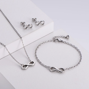 Infinity Symbol Jewelry For Women Stainless Steel Minimalist Necklace Bracelet Stud Earrings Polished Elegant Accessory