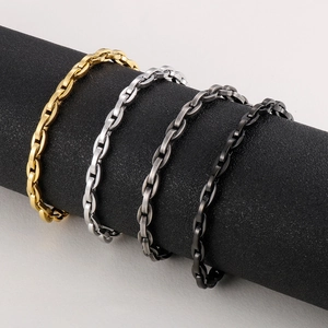 Minimalist 5mm stainless steel link bracelets in gold, silver, gunblack and black tones
