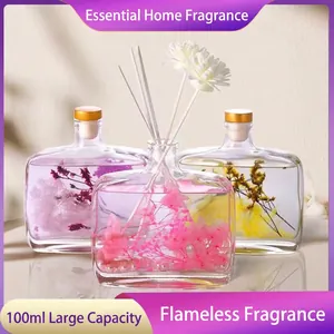 Reed Diffuser Home Fragrance Oil With Dried Preserved Flowers Glass Bottle Long Lasting Air Freshener Aromatherapy Decor
