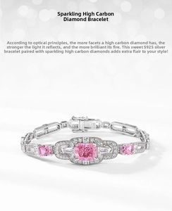Detail of S925 sterling silver bracelet with pink ice-cut carbon diamonds and S925 stamp