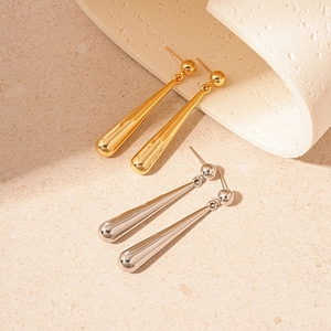 Minimalist metallic waterdrop earrings in gold and silver finish for women