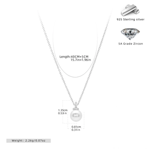 Detailed specs of 925 silver pearl necklace with 5A zircon and size measurements
