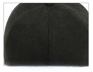 Detail shot of the precise stitching and durable wool fabric on top of the baseball cap