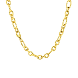 Classic gold stainless steel oval link necklace with secure lobster clasp for men