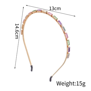 Detailed size chart for jeweled headband showing 13cm width and 14.6cm height dimensions