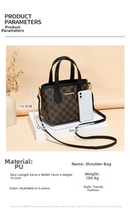 Details zur bedruckten Boston-Handtasche, Größe 22cm x 15,5cm mit verstellbarem Riemen