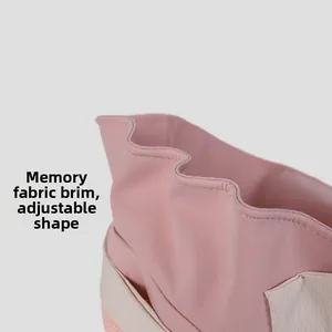 Detail of pink sun hat featuring a flexible memory wire brim for custom styling