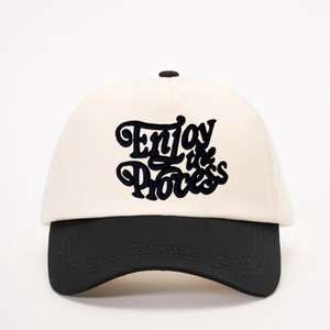 Baseball Cap Polyester Enjoy The Process Embroidery Color Block Adjustable Curved Brim Casual Outdoor Sun Hat