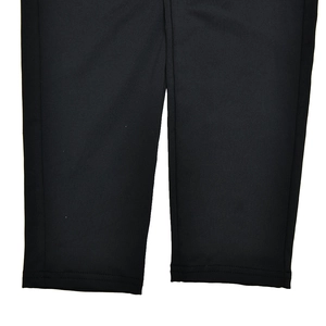 Close-up of black strapless bodysuit leg hem with detailed stitching and elastic fabric