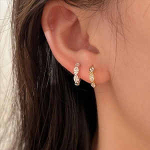 Marquise Zircon Hoop Earrings 925 Sterling Silver Minimalist Elegant Ear Buckle Jewelry For Women
