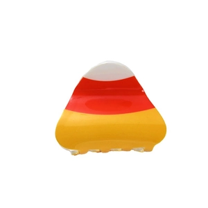 Minimalist candy corn patterned hair claw clip with colorful resin stripes