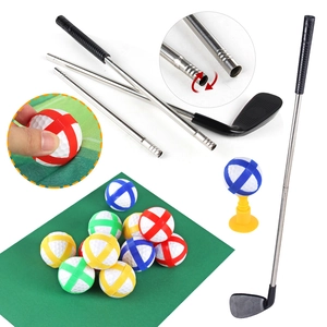 Kids indoor golf set with retractable metal club, colorful sticky balls and tee stand
