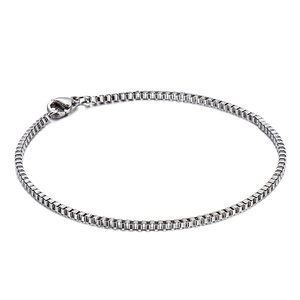 Bracelet chaîne vénitienne en acier inoxydable poli pour hommes et femmes avec fermoir