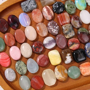 Natural Stone Beads Cabochons Agate Jasper For DIY Jewelry Making Oval Geometric Round Textured Findings