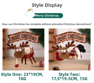 Detail of Christmas reindeer felt ornament with Merry Christmas sign and bells
