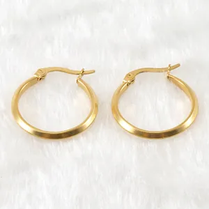 Minimalist Hoop Earrings Stainless Steel 18K Gold Plated Geometric Hinge Snap-top Fashion Daily Wear Jewelry For Women