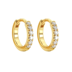 Copper Round Hoop Earrings With 925 Sterling Silver Earring Post Micro Inlaid Zircon Geometric Jewelry For Women