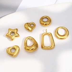 DIY 18K gold plated stainless steel hollow geometric pendants in various shapes