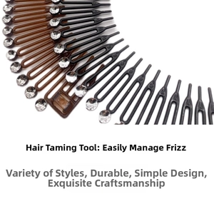 Close-up of hair comb clips with rhinestone detailing for managing loose hair