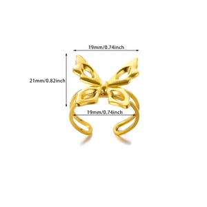 Detailed dimension guide for golden butterfly ring measuring 19mm by 21mm