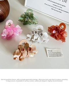 Set of 5 pearlescent floral hair claws in candy colors made of premium acetate