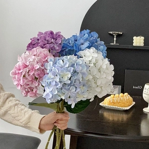 Artificial Hydrangea Flowers Satin 3D Printed Long Stem Realistic Floral For Wedding Home Table Centerpiece Decor