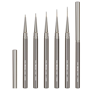 6-piece professional nail liner brush set with 6mm to 18mm metal handle detail