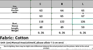 Size chart table for women's striped knit sweater in cotton showing S-L measurements