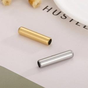 Perle cilindriche in acciaio inossidabile oro e argento per la creazione di gioielli DIY
