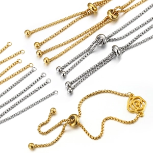 Adjustable Slider Box Chain Stainless Steel Findings Connectors For DIY Jewelry Making Bracelet Components