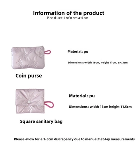 Set di astucci in pelle PU rosa con fiocco a rilievo e dimensioni della borsa con zip