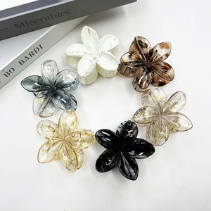 Set di 6 mollette per capelli a fiore da 8cm in vari colori spazzolati e motivi eleganti