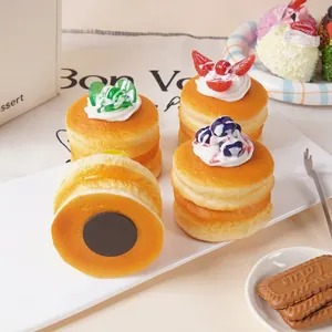 Realistic Artificial Souffle Cake Fridge Magnet Soft PU Elastic Squishy Simulation Food Fruit Cream Home Decor