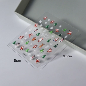 Christmas nail art stickers with Santa Claus and reindeer designs, 8cm x 9.5cm sheet