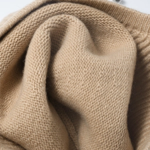 Winter camel wool knit beanie for women featuring premium ribbed cuff and soft texture