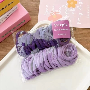 Purple high-elasticity hair ties set in clear bag with colorful decorative props