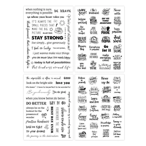 Set of 4 transparent black and white English inspirational quote stickers for scrapbooking