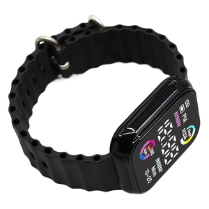 Fashionable LED electronic sports watch with wavy silicone strap and color UI display
