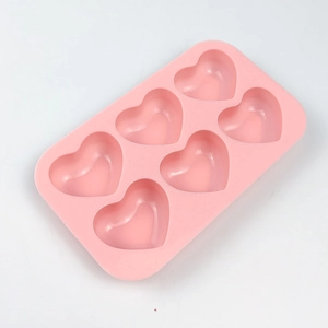 Pink 6-cavity heart silicone mold for Valentine's DIY mousse and chocolate baking