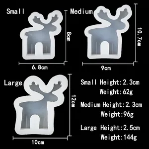 Cartoon elk silicone mold set in small, medium and large sizes for DIY Christmas crafts