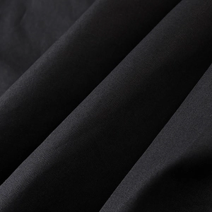 Close-up of high-quality black fabric showing intricate woven texture and drape detail