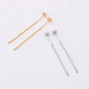 Minimalist Stainless Steel Long Chain Tassel Stud Earrings For Women 18K Gold Plated Geometric Drop Design Fashion Jewelry