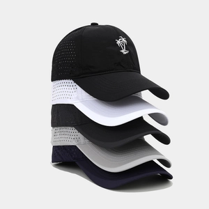 Baseball Cap Quick Dry Breathable Laser Perforated Mesh Palm Tree Embroidery Outdoor Sports Adjustable Sun Hat