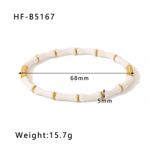 Bamboo bead bangle dimensions showing 68mm inner diameter and 15.7g weight