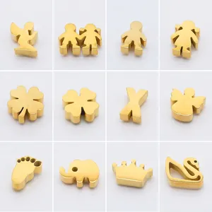 Breloques Pour Médaillon Flottant En Acier Inoxydable Pour Fabrication Bijoux DIY Mini Pendentifs Ange Éléphant Garçon Fille